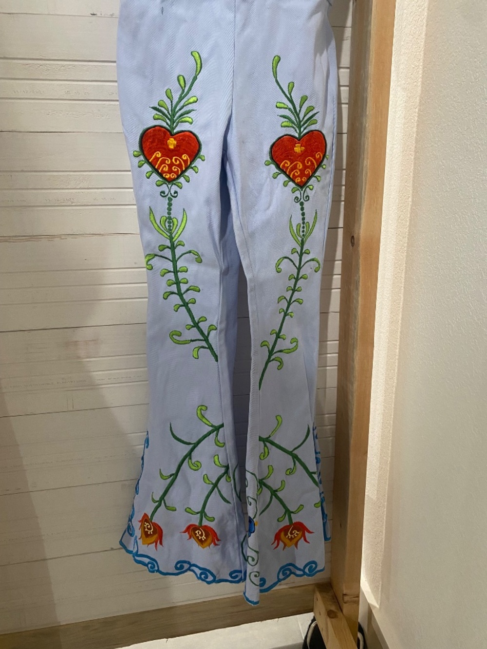 Fillyboo Light Blue Embroidered Jumpsuit with Floral and Bird Motif - Picture 3 of 8